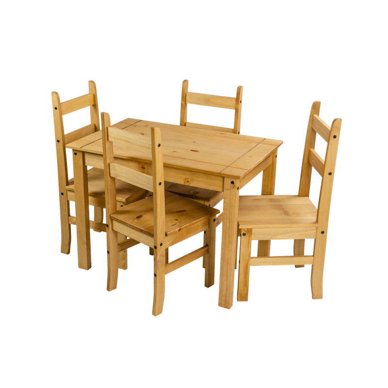 Bridewell 4 - Person Pine Solid Wood Dining Set, Antique Wax, Antique Wax