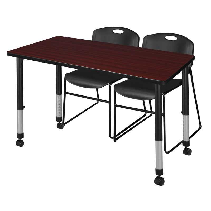 Table de formation réglable en hauteur Kee, Acajou / noir, H 34 po x L 48 po x l 30 po