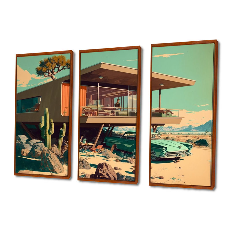 Maryia - Car Exotic Wall Art Decor Set, 28" H x 36" W x 1" D, Brown Floater Framed