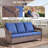 67.3" Outdoor Wicker Patio Sofa, 3-Seat PE Rattan Couch With Blue Cushions For Deck Or Backyard