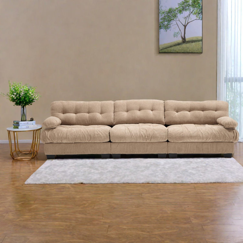 Deep Seat Sectionals, Wood Frame Modern 123 Inch Sofa For Home Family