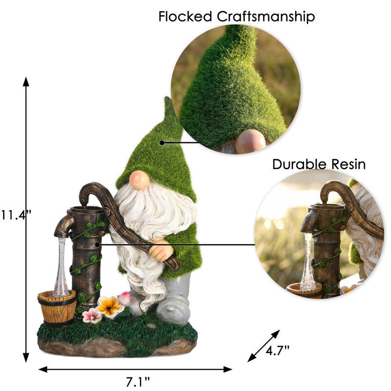 Jusleen 11.4'' Large Cute Flocked Garden Statue With Solar LED Lights