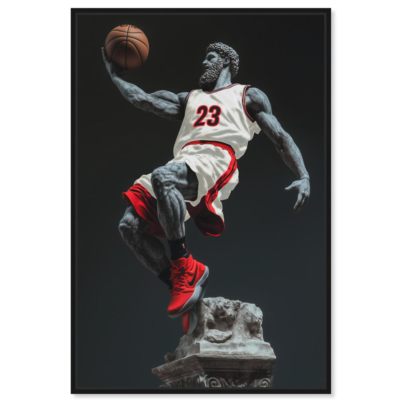 Basketball Sculpture , H 55 po x l 37 po, Cadre flottant noir