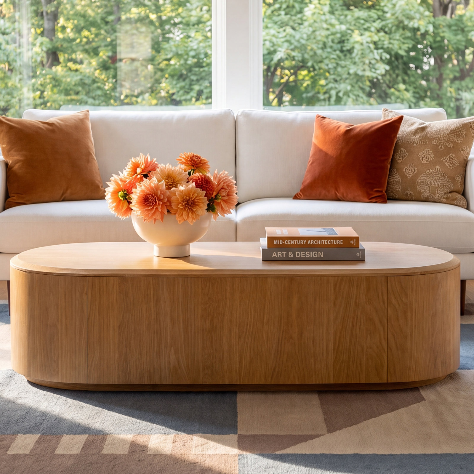 Kodie 55" Oval Oak Coffee Table