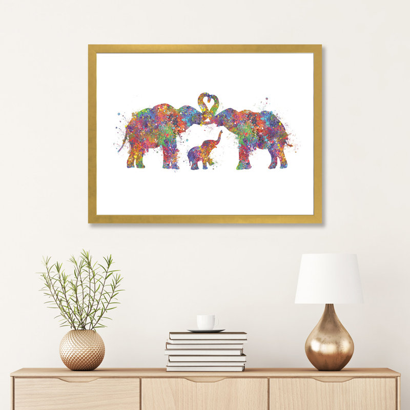 «Elephant Family» - reproduction, H 24 po x l 32 po x P 1 po, Papier doré