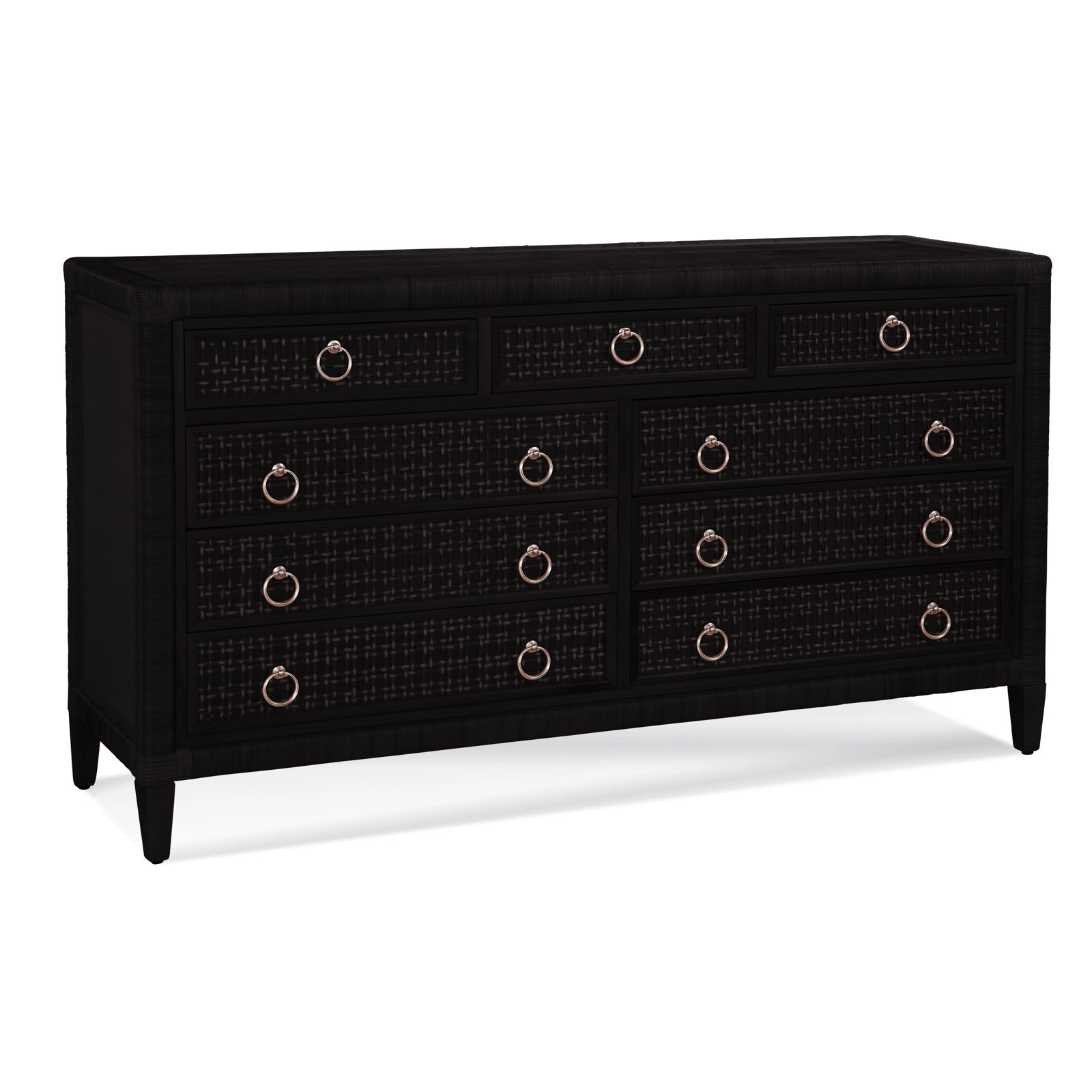 Monterey 9 Drawer 64'' W Dresser, Antique Black, No, Satin Nickel