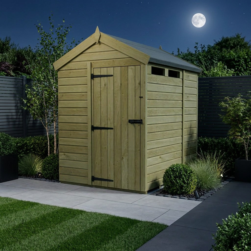 Total Sheds 6ft x 5ft Security Apex Shed - Heavy-Duty Hasp Staple Anti-Tamper - Pressure Treated Timber - UK Manufactured