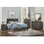 Commode 5 tiroirs contemporaine avec finition gris foncé et poignées chromées pour un rangement moderne dans la chambre à coucher-1397324305