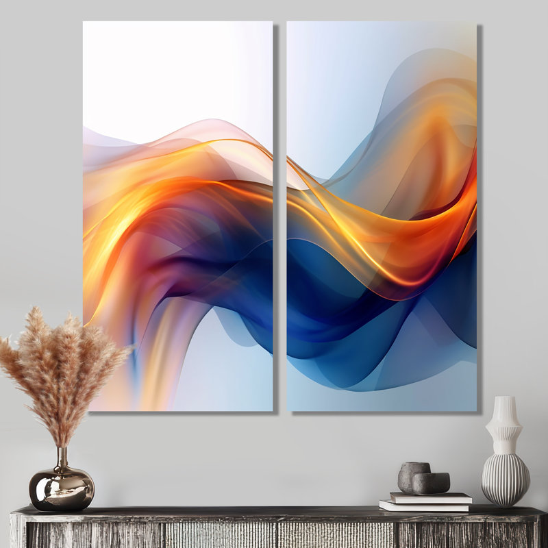 Impression sur toile orange, fractale fractale orange et bleu, 40" H x 40" W, Wrapped Canvas, Does Not Apply