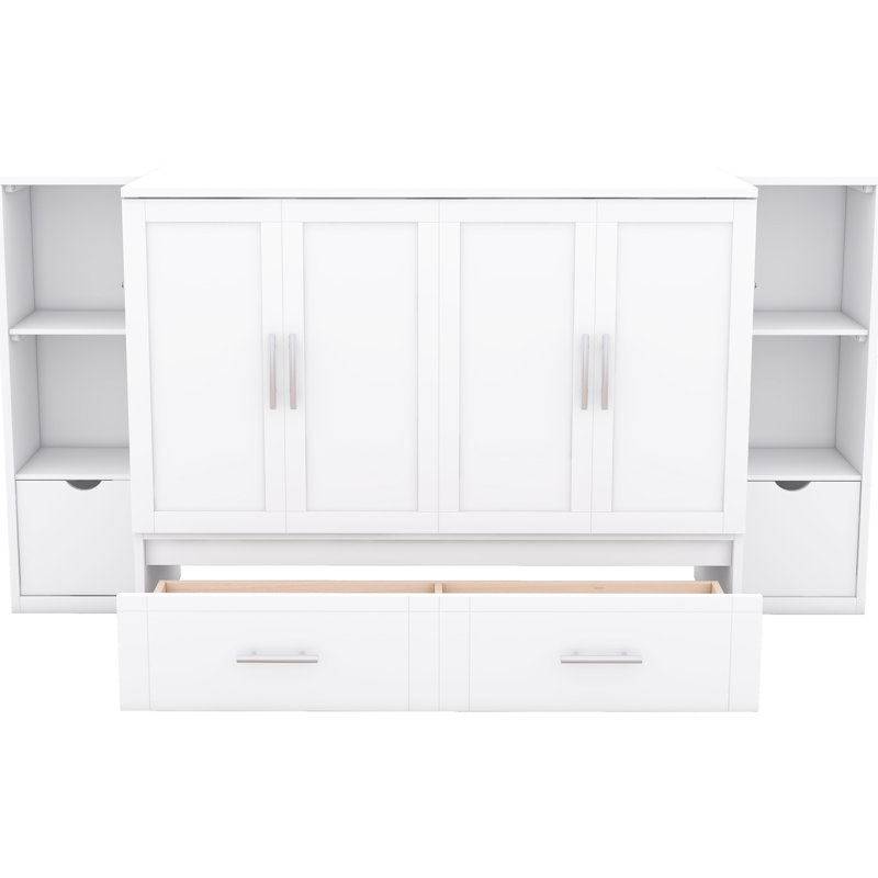 Lit double avec tablettes et tiroirs, ports - Élégant pour la salle de gym à la maison ou plusieurs appartements, peu encombrant et tiroirs, idéal pour les petits bureaux