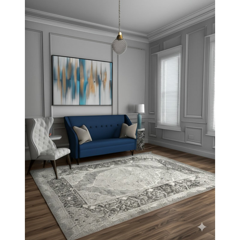 Tapis Lecuyer gris chaud tissé à la machine, Rectangle 4 pi 4 po x 6 pi 3 po
