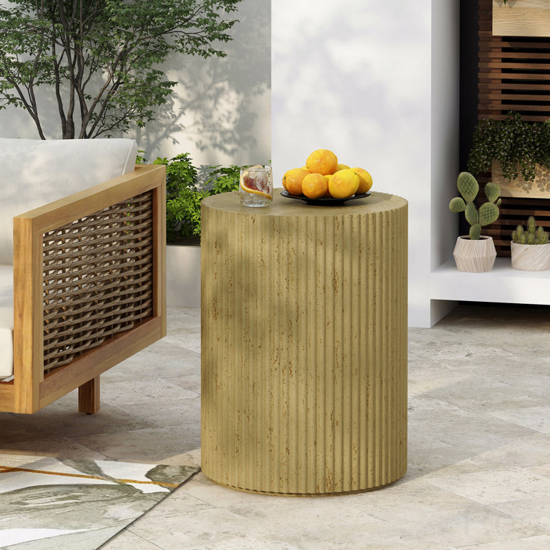Table d'appoint cylindrique Mgo, texture bois