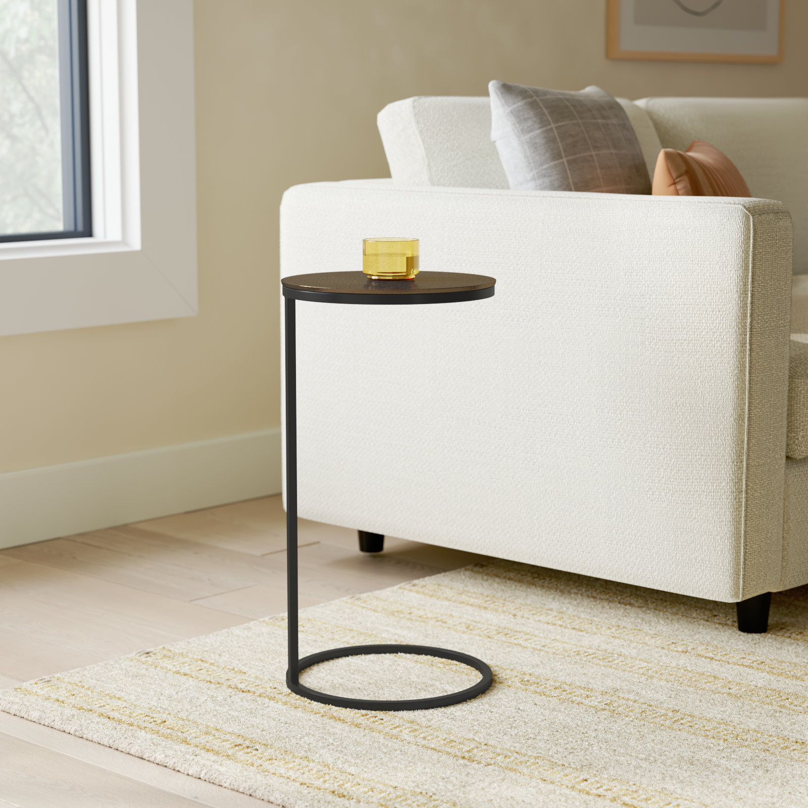 Addie C Table End Table, Antique Gold Top/Black Base