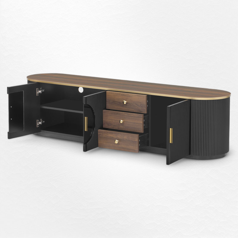 TV Stand For Tvs Up To 80", Black/Brown