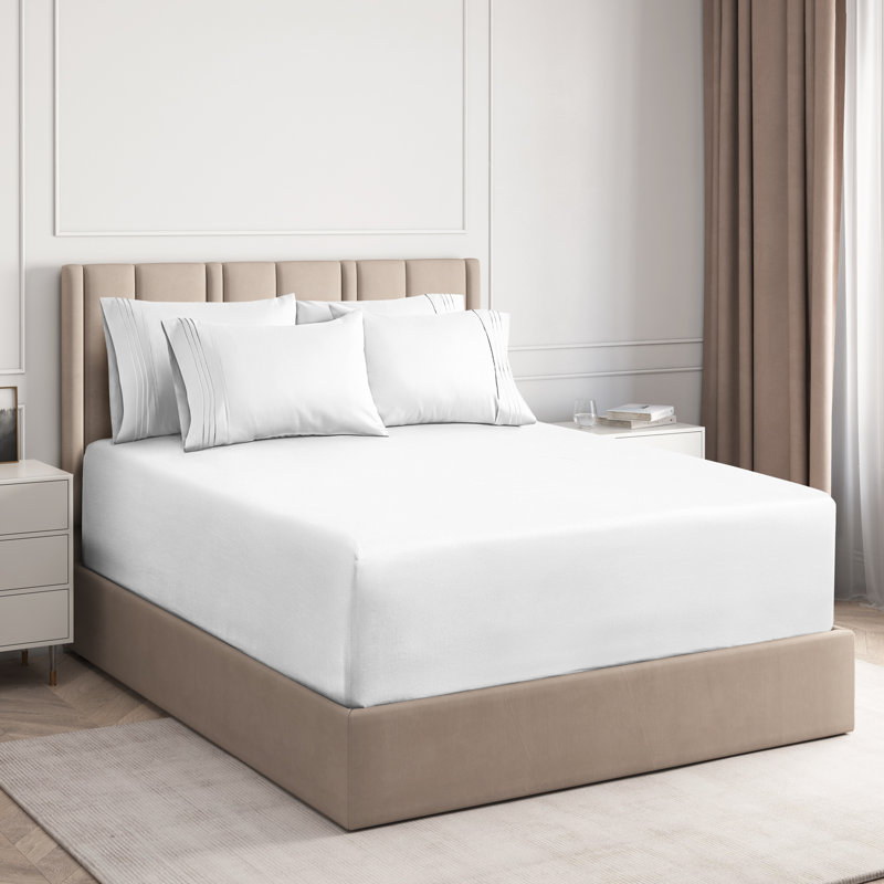 6 Piece Extra Deep Pocket Ultra Soft & Cooling Sheet Set, White, Queen Sheet with 5 Additional Pieces