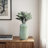 Contemporary Round Pottery Flower Vase Accent for Table Decor - Minimalist Tall Vase Accent for Living Room, Shelf, and Office - Green-374674113
