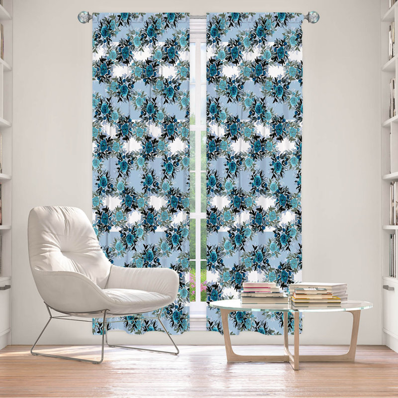 Ensemble de rideaux 2 pièces Jemine, Bleu, L 20 po x L 61 po