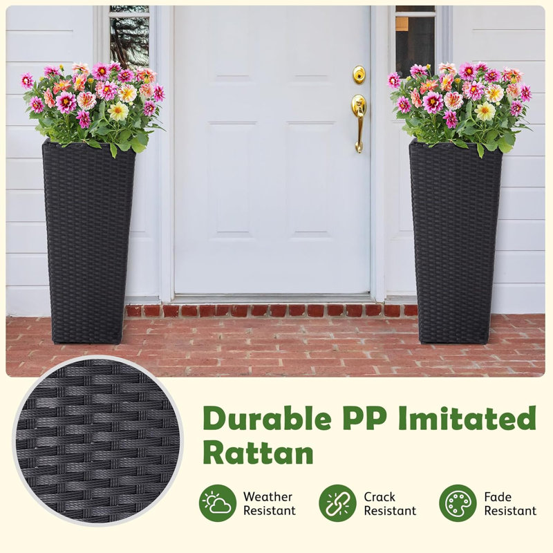 Wicker planter Rectangular - Set 2, Black