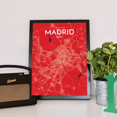 Madrid City Map - No Frame Print