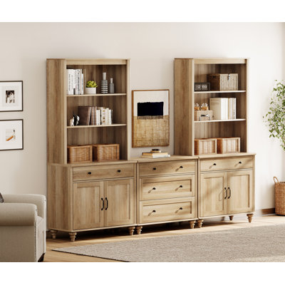 Bibliothèque en MDF avec tiroirs et armoires Corretta H 72,1 po x l 98,4 po