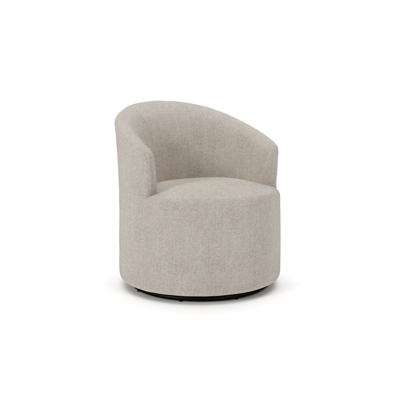 Fauteuil demi-tonneau pivotant rembourré Deryn, Chenille texturée Monique