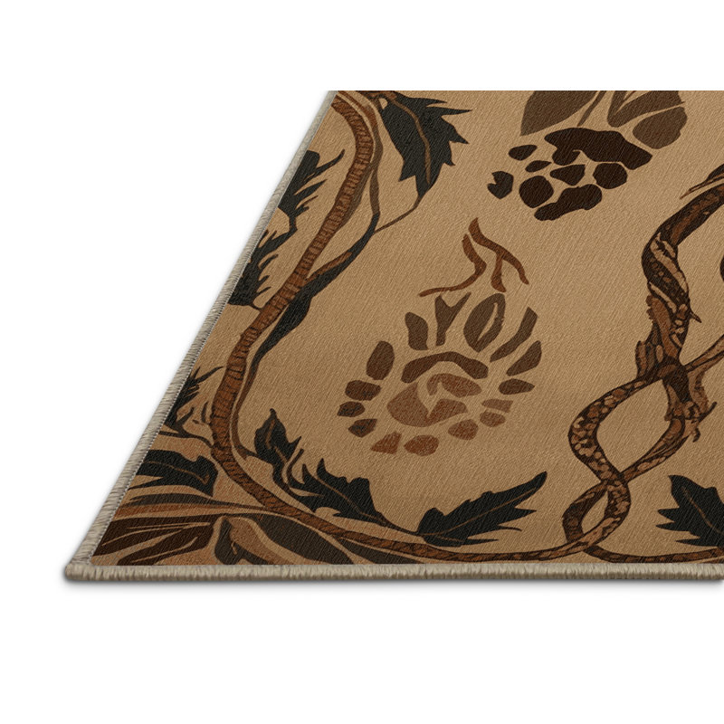 Machine Washable Nature Brown Area Rug, Round 4'