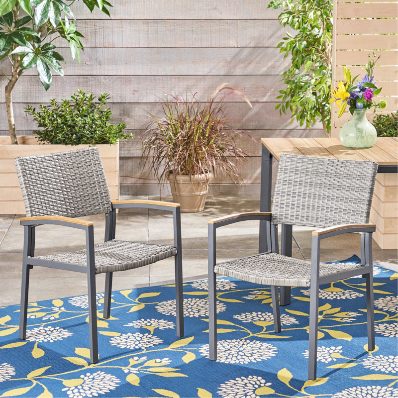Chaise de salle à manger - siège de patio gris avec filet en maille confortable