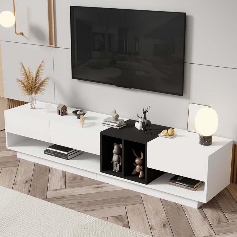 Crédence de rangement l 74,8 po Merlinda, Blanc