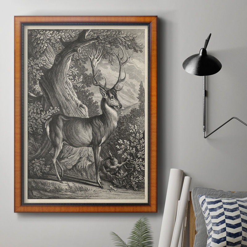 Toile encadrée de qualité supérieure Woodland Deer I - prête à être accrochée, H 20 po x l 16 po x P 2,5 po