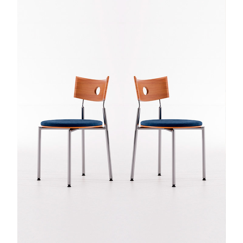 Chaise de dossier en acier inoxydable, Bleu/brun