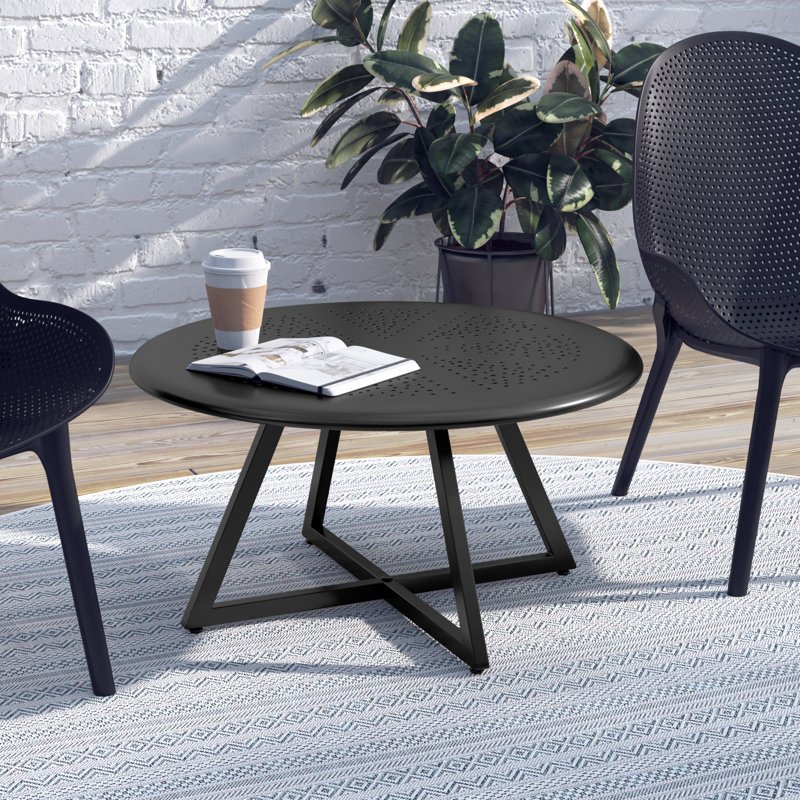 Azyria Round Powder Coated Steel Outdoor Coffee Table