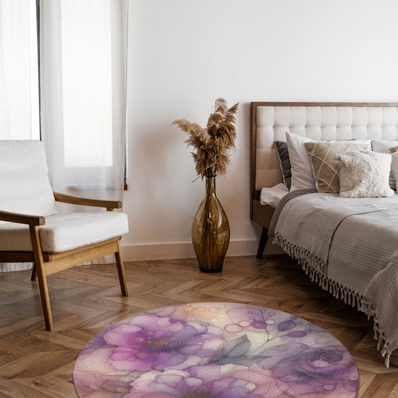 Tapis tressé irisé lilas, Rond 5 pi