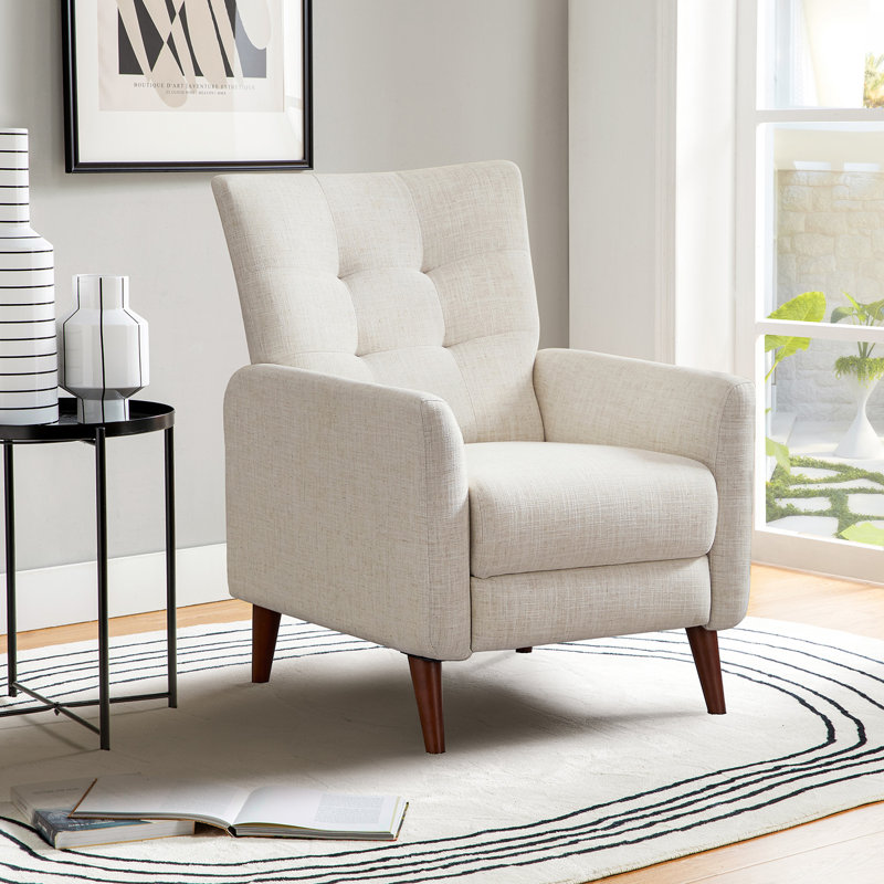 Fauteuil inclinable Amaurie Tacho avec dossier capitonné, Polyester ivoire