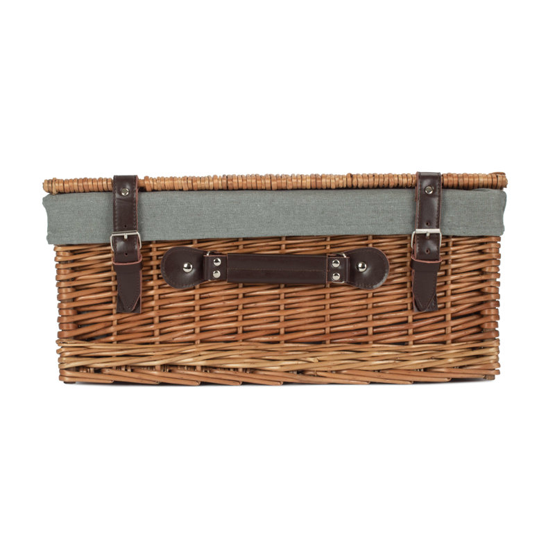 Wicker Basket with Lining, Double Steamed Hamper/Grey Lining