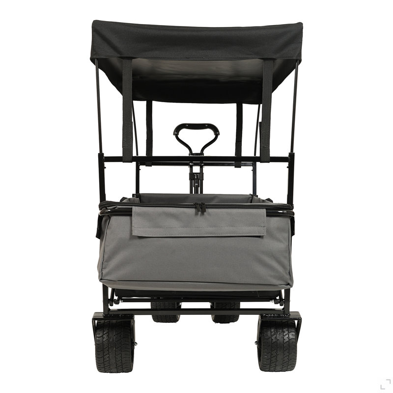 Chariot pliable de 480 lb avec auvent, poussette de chariot avec roues tout-terrain de 7 po, chariot pliable léger, grande capacité pour le camping, le magasinage, les sports et le jardin, noir avec moustiquaire