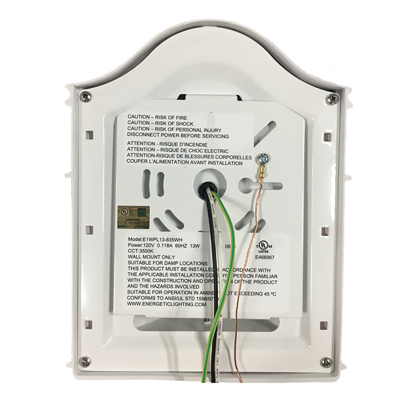 White Steel LED Outdoor Wall Sconce with Photocell Sensor