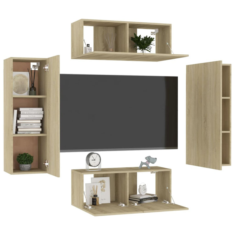 Meuble audio-vidéo flottant en bois massif pour téléviseur de 40 po ou moins Lauderdale, H 11,8 po x L 31,5 po x l 11,8 po.