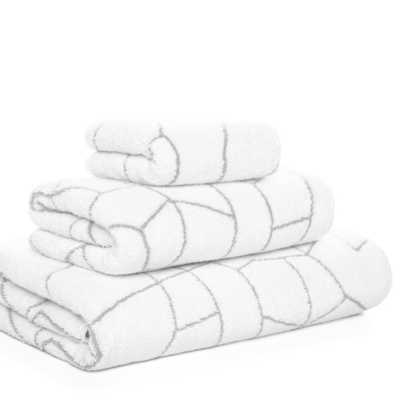 Amalia 100% Cotton Towel, Fingertip Towel, White/Silver