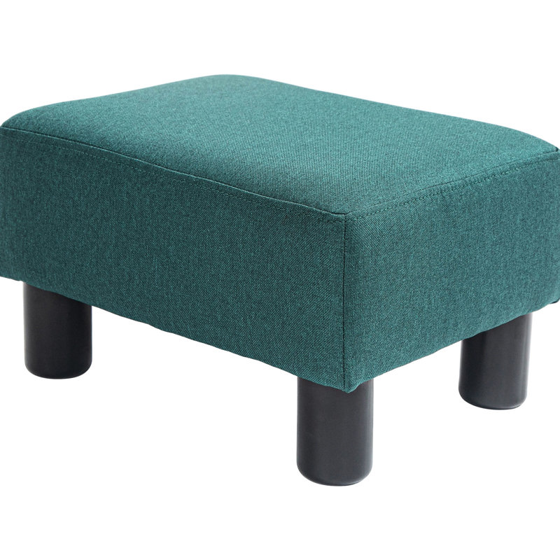 Foot Rest , Linen Upholstered With Plastic Leg Foundation For Living Area Room Foot, Covered And Legged Piece