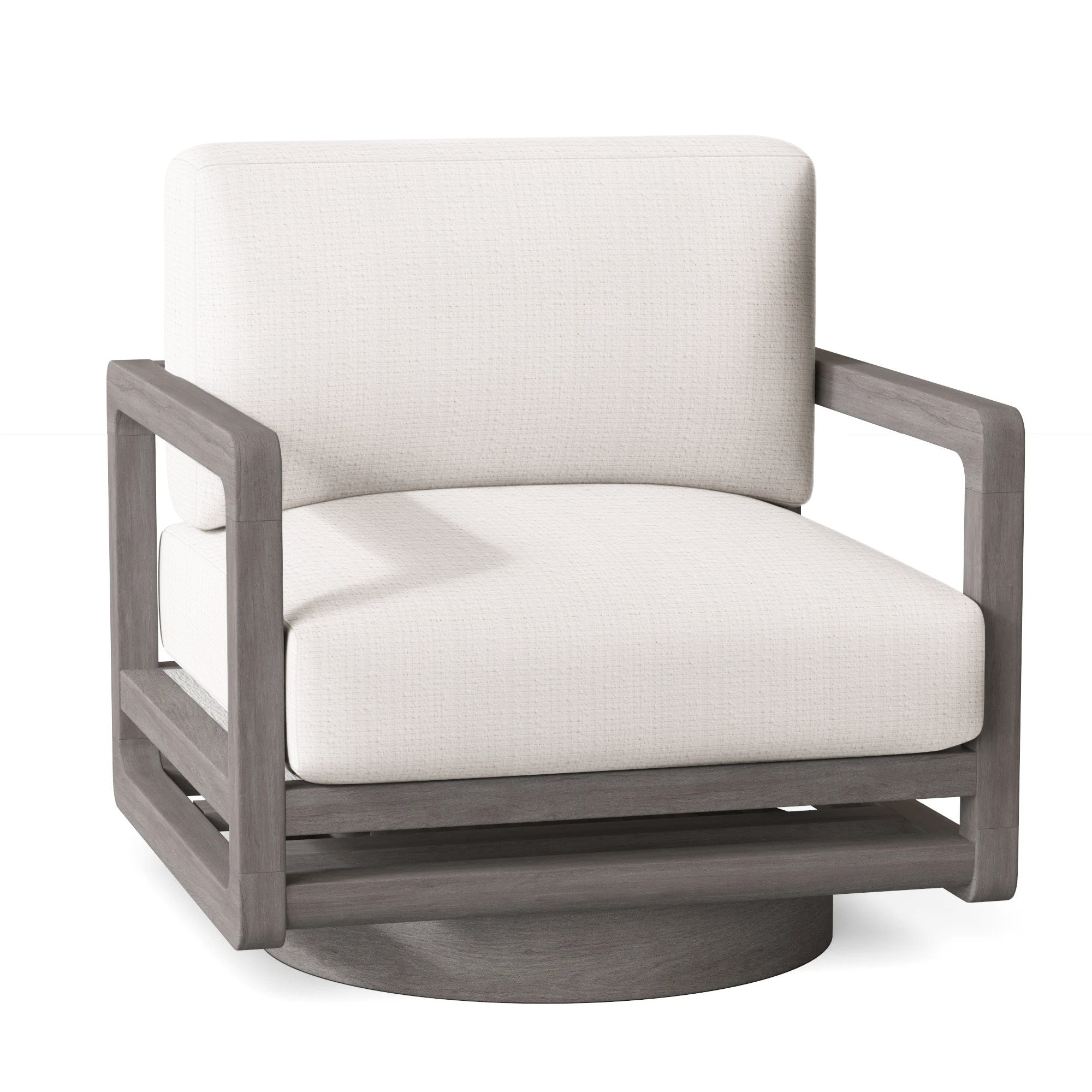 Tanah Teak Swivel Patio Chair with Cushions, White Sunbrella 6063-000
