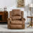 Maxwellton 38" Wide Top Faux Leather Power Standard Recliner Chair Brass Nail Decoration Massage Heating with USB Port-2132273621