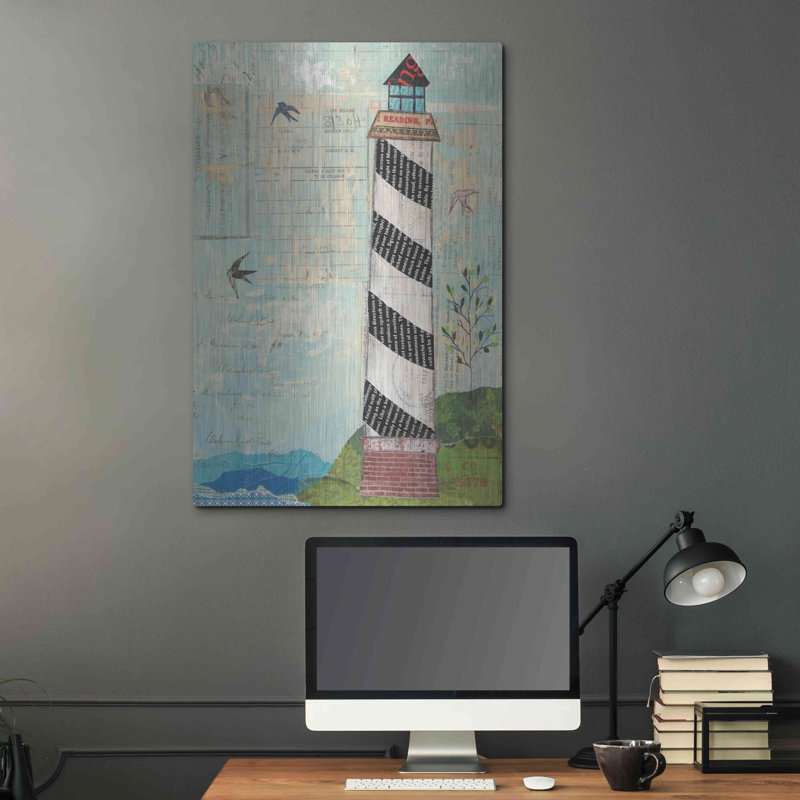 «Coastal Lighthouse II» par Courtney Prahl, art mural en métal, H 36 po x l 24 po