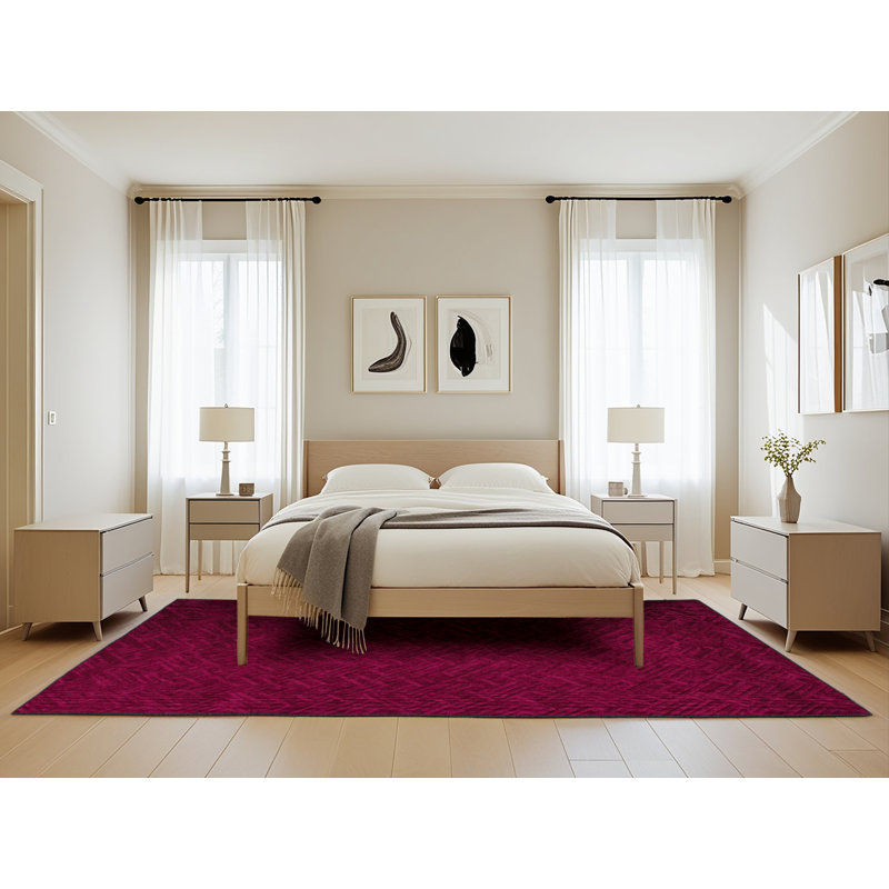 Machine Washable Trellis Red Area Rug, Rectangle 5' x 8'