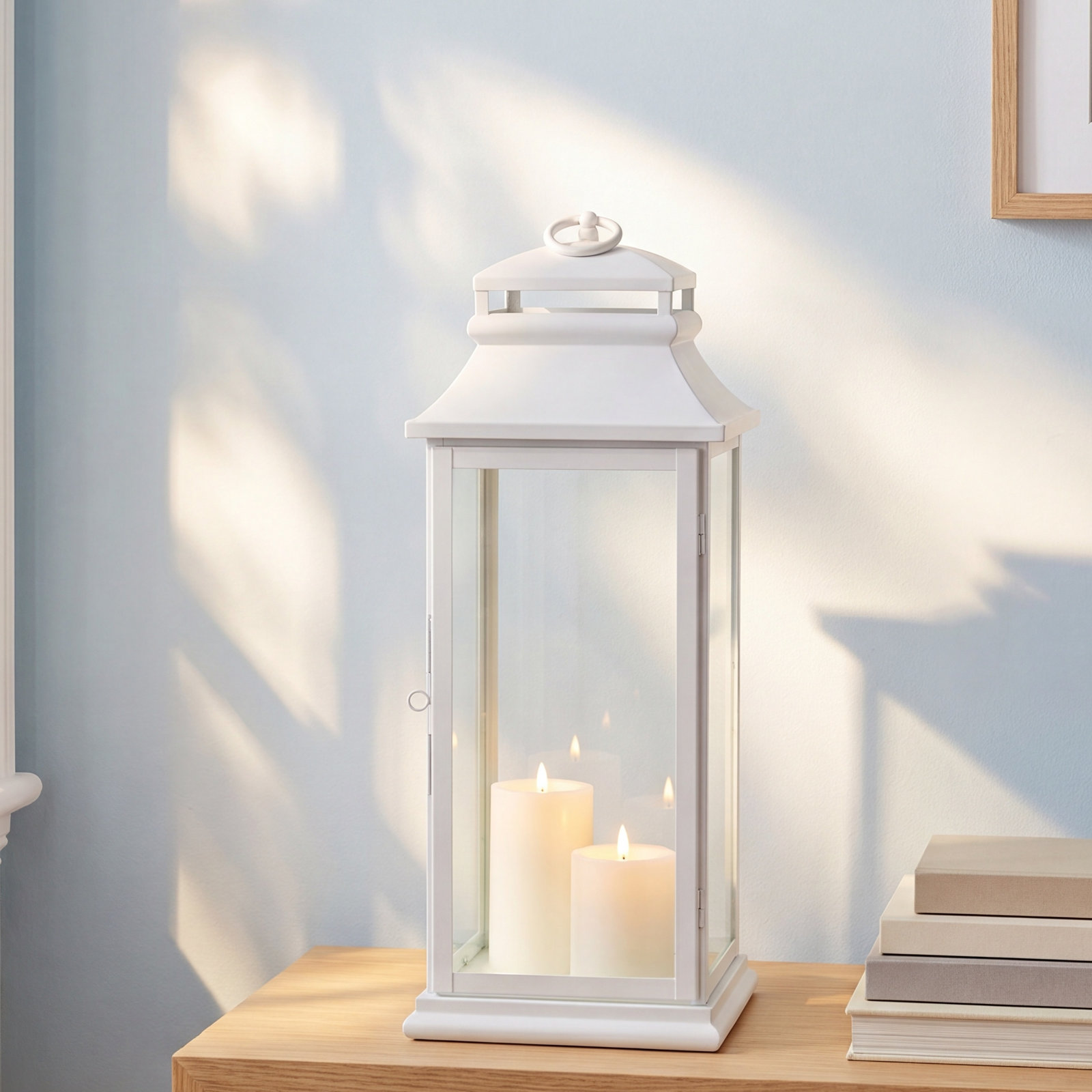 Moira Stainless Steel Lantern Holder, 28" H x 10" W x 10" D