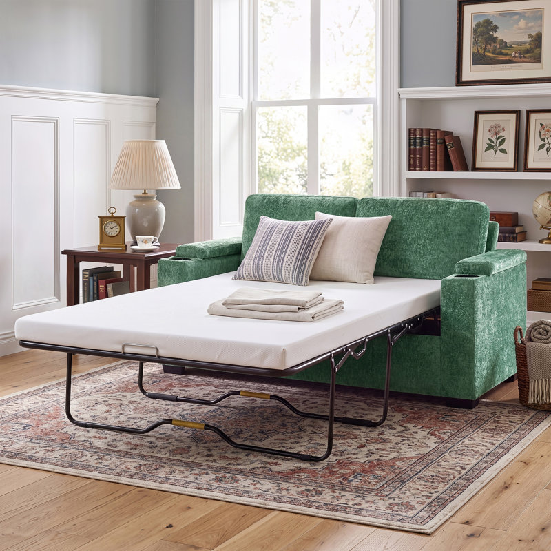 Upholstered 56.7 " Chenille Sofa, Green Chenille