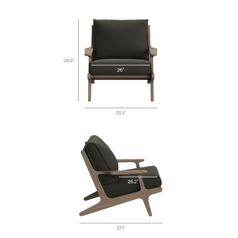 Ensemble de meubles d'extérieur en bois de teck Saratoga gris silex vieilli, 4 Pcs: Cushions, Chair, Table, Loveseat, Gris