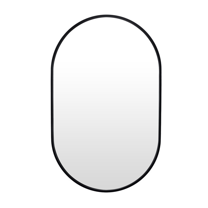 Hamund Metal Flat Wall Mirror, Matte Black
