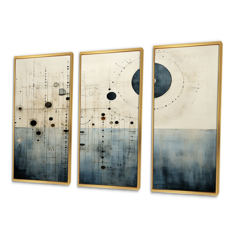 «Folk Religion Cosmic Ocean», ensemble d'art sur toile, Cadre flottant doré, H 32 po x l 48 po x P 1 po