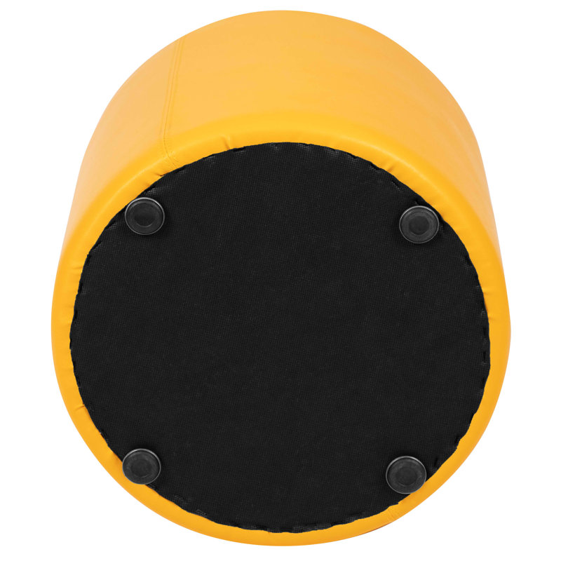 Yellow Plywood Round Classroom Ottoman with Leveling Glides
