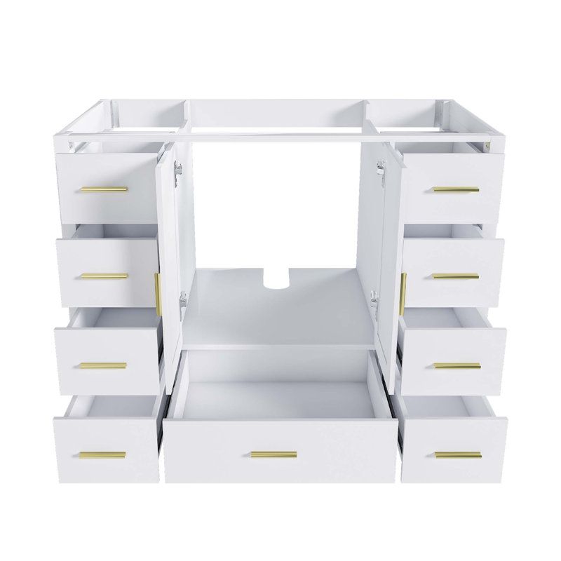 Meuble-lavabo de salle de bain moderne avec portes à fermeture douce et tiroirs à glissières., Blanc